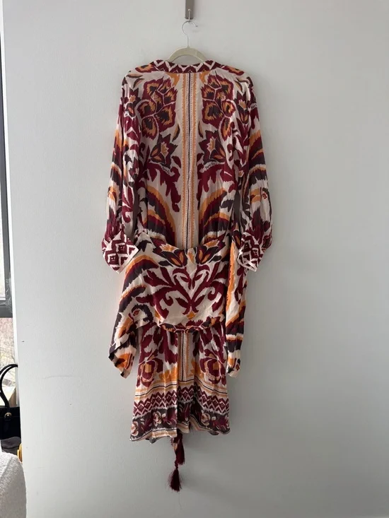 FARM RIO Tie Front Long Sleeve Shirtdress M - Picture 3 of 6